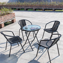 Load image into Gallery viewer, Outdoor Garden Dining Sets with 1Pcs Foldable Table and 4Pcs Black Rattan Chairs, LG0787LG0792