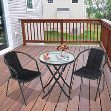 Load image into Gallery viewer, Outdoor Garden Dining Sets with 1Pcs Foldable Table and 2Pcs Black Rattan Chairs, LG0787LG0791