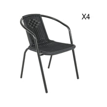 Load image into Gallery viewer, Garden Ripple Round Table With Umbrella Hole with 4 Stacking Chairs