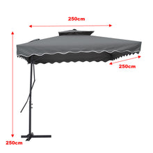 Load image into Gallery viewer, Livingandhome Corrugated Edge Square Canopy Outdoor Cantilever Parasol with Cross Base, LG0814
