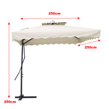 Load image into Gallery viewer, Livingandhome Corrugated Edge Square Canopy Outdoor Cantilever Parasol with Cross Base, LG0815