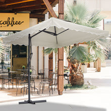 Load image into Gallery viewer, Livingandhome Corrugated Edge Square Canopy Outdoor Cantilever Parasol with Cross Base, LG0815