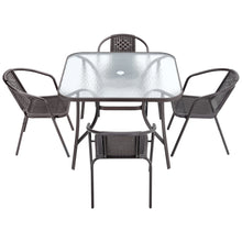 Load image into Gallery viewer, Metal Garden Dining Set Glass Parasol Table And Chairs 4Seater Outdoor Dining