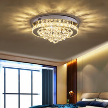 Load image into Gallery viewer, Livingandhome Crystal Round Crystal-droplets LED Semi Flush Mount Ceiling Light, LG0840