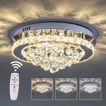 Load image into Gallery viewer, Livingandhome Crystal Round Crystal-droplets LED Semi Flush Mount Ceiling Light, LG0840