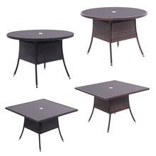 Load image into Gallery viewer, 105CM Patio Garden Round Rattan Glass Table With Umbrella Hole