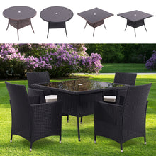 Load image into Gallery viewer, 105CM Patio Garden Round Rattan Glass Table With Umbrella Hole