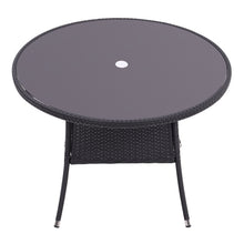 Load image into Gallery viewer, 105CM Patio Garden Round Rattan Glass Table With Umbrella Hole