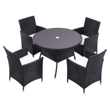 Load image into Gallery viewer, Outdoor Garden Dining Sets with Rattan Table and 4Pcs Rattan Chairs with Cushions, LG0893LG0904