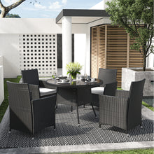 Load image into Gallery viewer, Outdoor Garden Dining Sets with Rattan Table and 4Pcs Rattan Chairs with Cushions, LG0893LG0904
