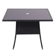 Load image into Gallery viewer, 105CM Patio Garden Round Rattan Glass Table With Umbrella Hole