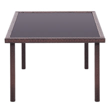 Load image into Gallery viewer, 105CM Patio Garden Square Rattan Frame Glass Top Table