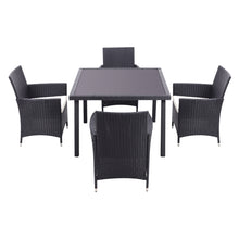 Load image into Gallery viewer, 105CM Patio Garden Square Rattan Frame Glass Top Table