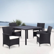 Load image into Gallery viewer, 105CM Patio Garden Square Rattan Frame Glass Top Table