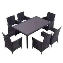 Load image into Gallery viewer, Outdoor Garden Dining Sets with Long Rattan Table and 6Pcs Rattan Chairs with Cushions, LG0899LG0902LG0904