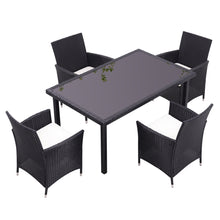 Load image into Gallery viewer, Outdoor Garden Dining Sets with Long Rattan Table and 4Pcs Rattan Chairs with Cushions, LG0899LG0904