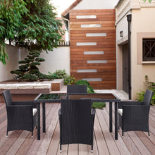 Load image into Gallery viewer, Outdoor Garden Dining Sets with Long Rattan Table and 4Pcs Rattan Chairs with Cushions, LG0899LG0904