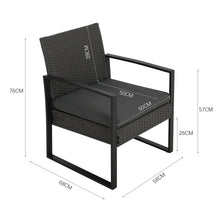 Load image into Gallery viewer, Rattan Outdoor Garden Table Chairs Patio Furniture 3pc Cushioned