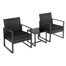 Load image into Gallery viewer, Set of 3 Garden Rattan Patio Furniture Set with Iron Frame
