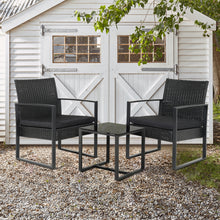 Load image into Gallery viewer, Rattan Outdoor Garden Table Chairs Patio Furniture 3pc Cushioned