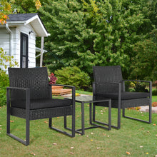 Load image into Gallery viewer, Set of 3 Garden Rattan Patio Furniture Set with Iron Frame