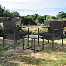 Load image into Gallery viewer, Rattan Outdoor Garden Table Chairs Patio Furniture 3pc Cushioned