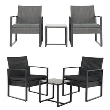 Load image into Gallery viewer, Set of 3 Garden Rattan Patio Furniture Set with Iron Frame