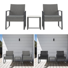 Load image into Gallery viewer, Set of 3 Garden Rattan Patio Furniture Set with Iron Frame