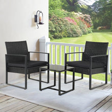 Load image into Gallery viewer, Set of 3 Garden Rattan Patio Furniture Set with Iron Frame