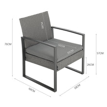 Load image into Gallery viewer, Rattan Outdoor Garden Table Chairs Patio Furniture 3pc Cushioned