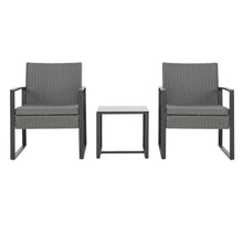Load image into Gallery viewer, Rattan Outdoor Garden Table Chairs Patio Furniture 3pc Cushioned