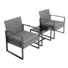 Load image into Gallery viewer, Set of 3 Garden Rattan Patio Furniture Set with Iron Frame