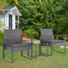 Load image into Gallery viewer, Set of 3 Garden Rattan Patio Furniture Set with Iron Frame