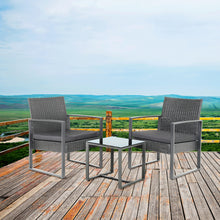 Load image into Gallery viewer, Rattan Outdoor Garden Table Chairs Patio Furniture 3pc Cushioned