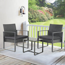 Load image into Gallery viewer, Set of 3 Garden Rattan Patio Furniture Set with Iron Frame