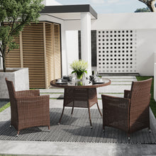 Load image into Gallery viewer, Outdoor Garden Dining Sets with Rattan Table and 2Pcs Rattan Chairs with Cushions, LG0892LG0903