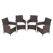 Load image into Gallery viewer, Outdoor Garden Dining Sets with Long Rattan Table and 4Pcs Rattan Chairs with Cushions, LG0898LG0905