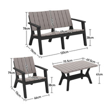 Load image into Gallery viewer, Set of 4 Outdoor Furniture Set Plastic Table and Chairs
