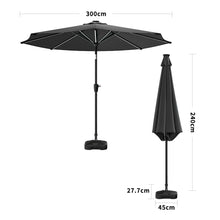Load image into Gallery viewer, Large Solar Powered LED Patio Umbrella for Outdoor Garden Patio with Base, LG0931LG0455