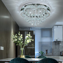 Load image into Gallery viewer, Chrome Flower-shaped Crystal Ceiling Light Fixture