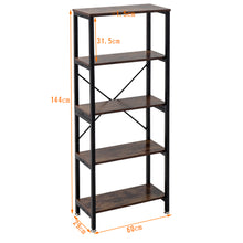 Load image into Gallery viewer, Industrial Wood Bookcase Bookshelf Book Shelving Storage Display Rack Organiser