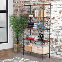 Load image into Gallery viewer, Industrial Wood Bookcase Bookshelf Book Shelving Storage Display Rack Organiser