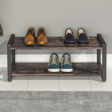 Load image into Gallery viewer, Industrial Wooden Shoe Bench 2-Tier Shoes Storage Rack Seat TV Stand Table Shelf