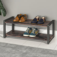 Load image into Gallery viewer, Industrial Wooden Shoe Bench 2-Tier Shoes Storage Rack Seat TV Stand Table Shelf