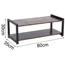 Load image into Gallery viewer, Industrial Wooden Shoe Bench 2-Tier Shoes Storage Rack Seat TV Stand Table Shelf