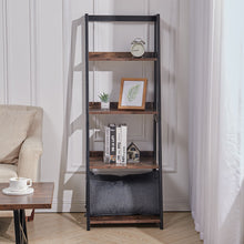 Load image into Gallery viewer, Industrial Ladder Shelf, 4-Tier Bookshelf Rack, Wall Shelf for Living Room, Kitchen, Office, Stable Steel Frame,Rustic Brown