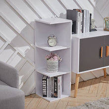Load image into Gallery viewer, 3 Tier Wooden Corner Shelf Stand Bookcase Bookshelf Cabinet Plants Stand White