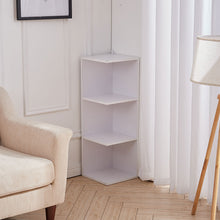 Load image into Gallery viewer, 3 Tier Wooden Corner Shelf Stand Bookcase Bookshelf Cabinet Plants Stand White
