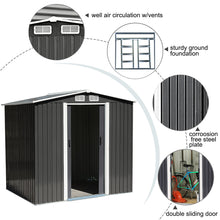 Load image into Gallery viewer, Waterproof 8x8/8x7.6ft Large Metal Garden Tool Storage Shed