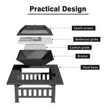 Load image into Gallery viewer, 81CM Garden Fire Pit Brazier Patio BBQ Firepit Table with BBQ Grill